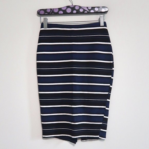 Zara Midi Striped Pencil Skirt Small - Picture 1 of 4